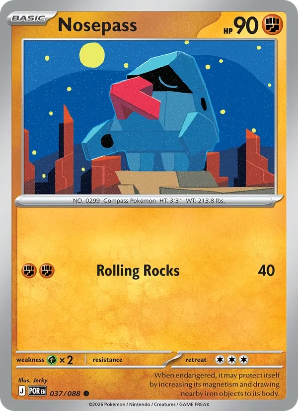 Nosepass 037/088 Perfect Order Pokémon card, Common, front scan