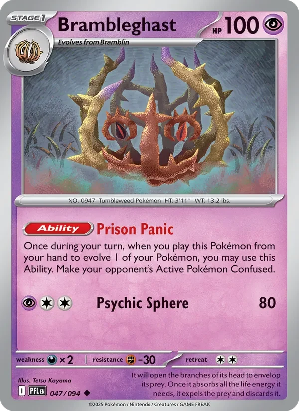Brambleghast 047/094 Phantasmal Flames Pokémon card, Uncommon, front scan