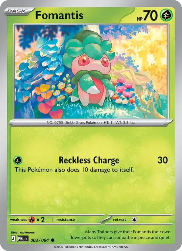 Fomantis 003/084 Pitch Black Pokémon card, Common, front scan