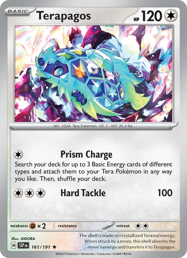 Terapagos 161/191 Surging Sparks Pokémon card, Rare, front scan