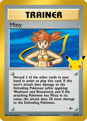 Misty 18/132 30th Celebration Pokémon card, Classic Collection, front scan