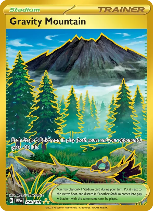 Gravity Mountain 250/191 Surging Sparks Pokémon card, Hyper Rare, front scan
