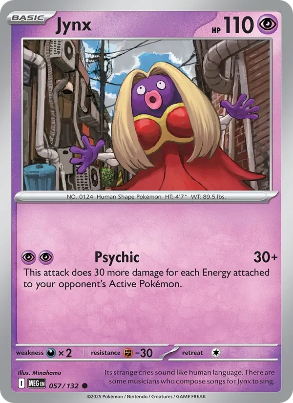Jynx 057/132 Mega Evolution Pokémon card, Common, front scan