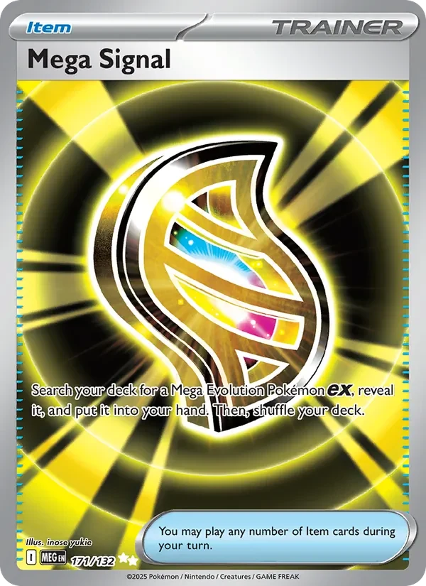 Mega Signal 171/132 Mega Evolution Pokémon card, Ultra Rare, front scan