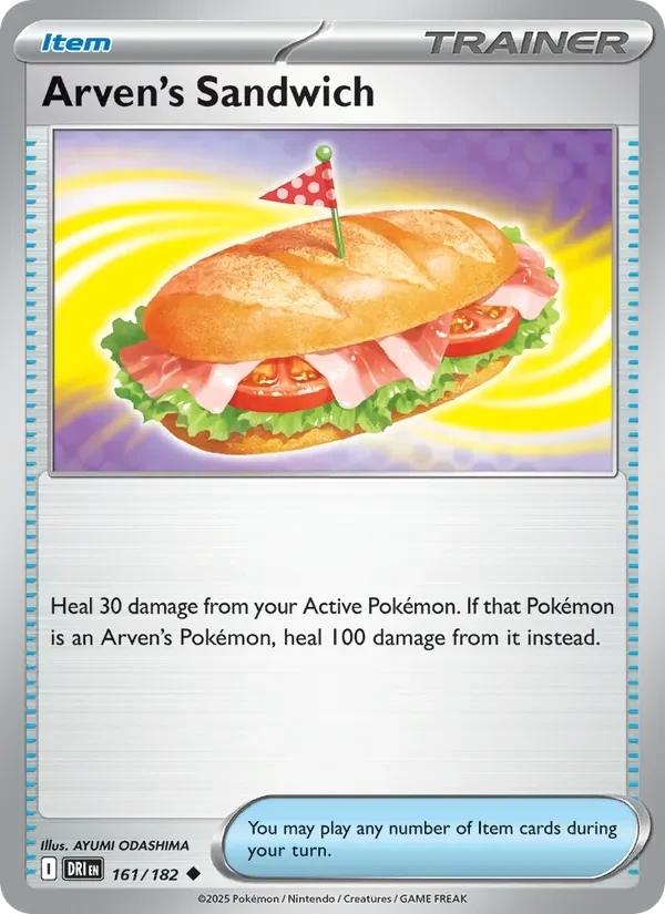 Arven's Sandwich 161/182 Destined Rivals Pokémon card, Uncommon, front scan