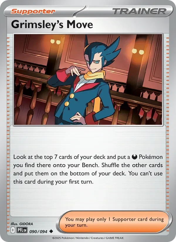 Grimsley's Move 090/094 Phantasmal Flames Pokémon card, Uncommon, front scan