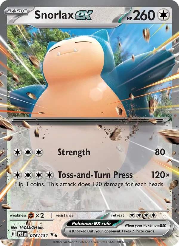 Snorlax ex 076/131 Prismatic Evolutions Pokémon card, Double Rare, front scan