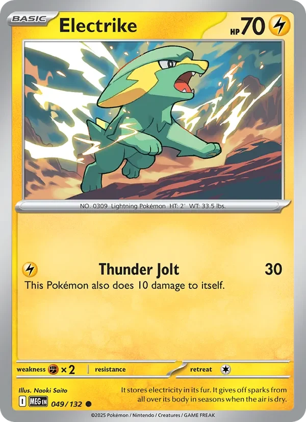Electrike 049/132 Mega Evolution Pokémon card, Common, front scan