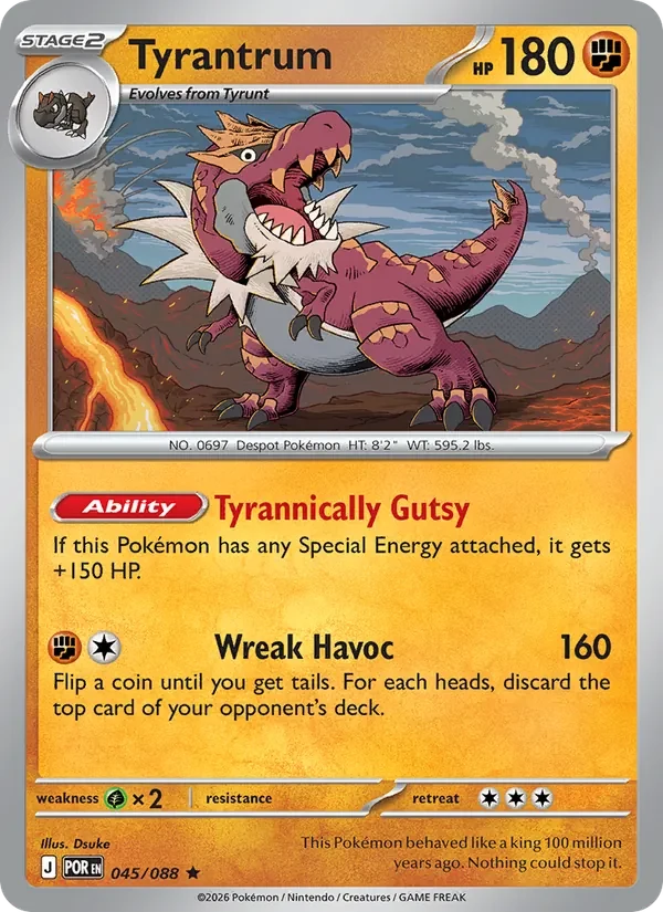 Tyrantrum 045/088 Perfect Order Pokémon card, Rare, front scan