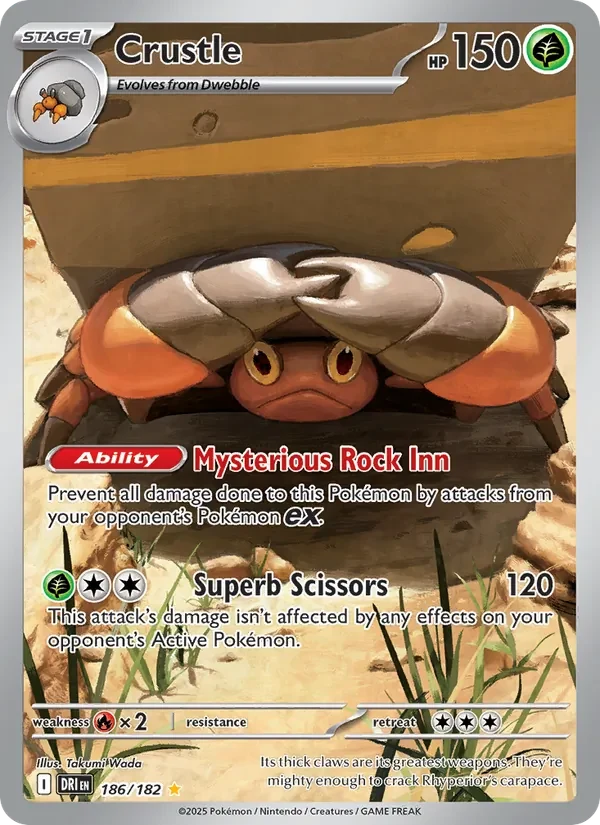 Crustle 186/182 Destined Rivals Pokémon card, Illustration Rare, front scan