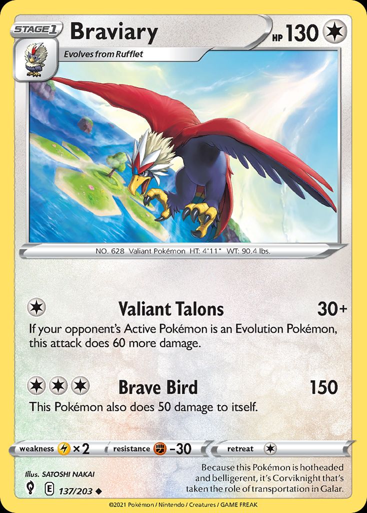 PSA 10 Braviary Evolving Skies graded Pokémon card