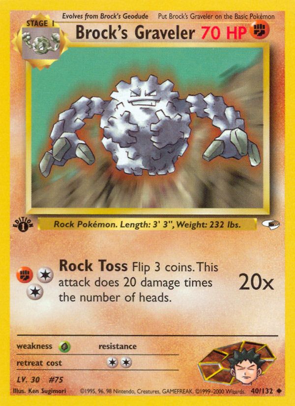 PSA 10 Brock's Graveler Gym Heroes graded Pokémon card