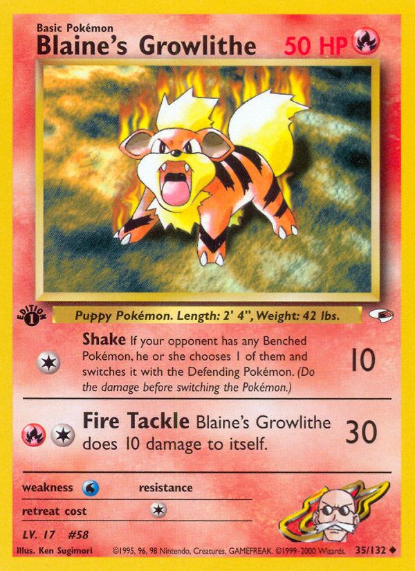 PSA 10 Blaine's Growlithe Gym Challenge graded Pokémon card