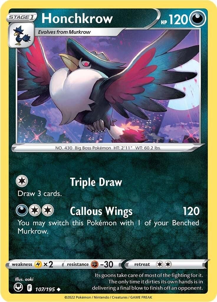 PSA 10 Honchkrow Silver Tempest graded Pokémon card