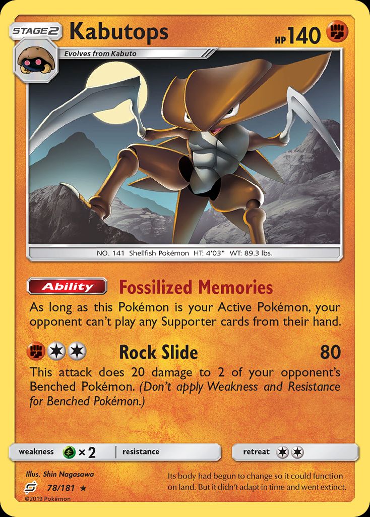 PSA 10 Kabutops Team Up graded Pokémon card