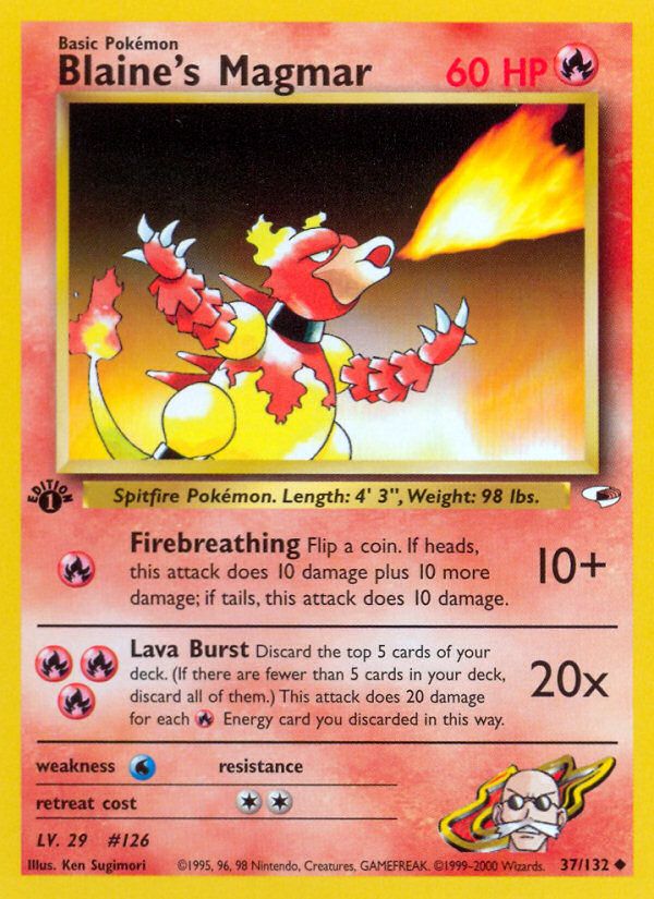 PSA 10 Blaine's Magmar Gym Heroes graded Pokémon card