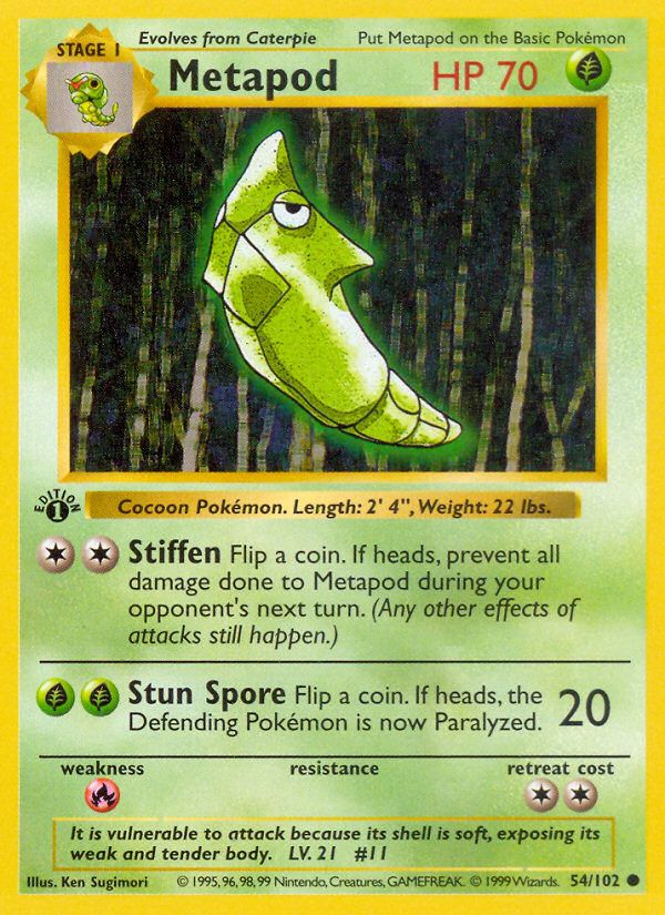 PSA 10 Metapod Base Set 1st Edition graded Pokémon card