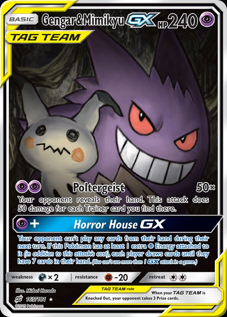 PSA 10 Gengar & Mimikyu GX Team Up graded Pokémon card
