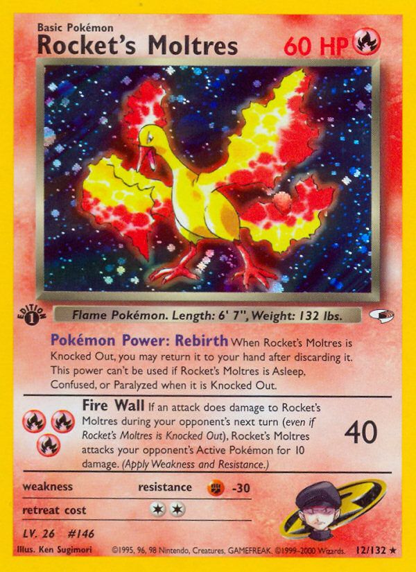 PSA 10 Rocket's Moltres Gym Heroes graded Pokémon card