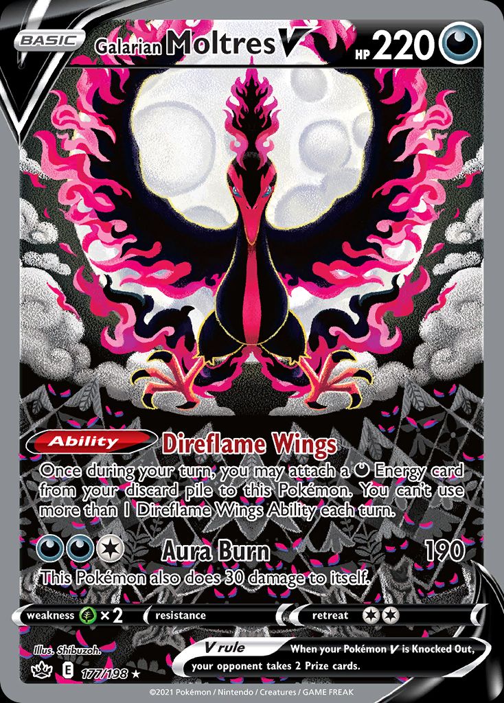 PSA 10 Galarian Moltres V Chilling Reign graded Pokémon card