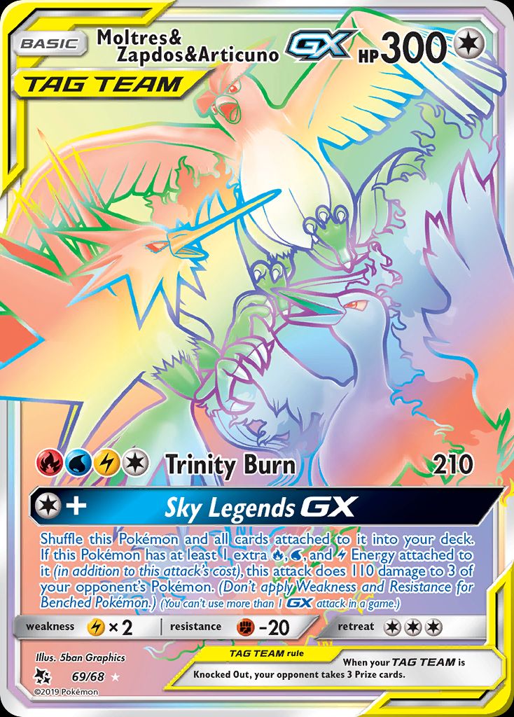 PSA 10 Moltres & Zapdos & Articuno GX Hidden Fates graded Pokémon card
