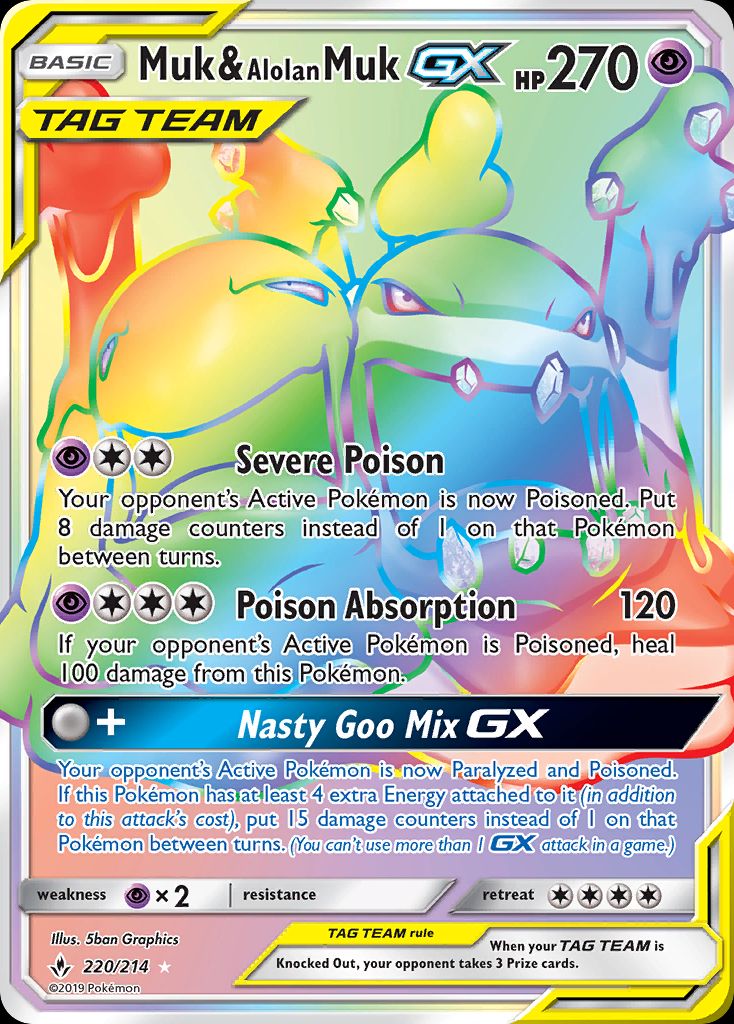PSA 10 Alolan Muk & Muk-GX Rainbow Rare Unified Minds graded Pokémon card