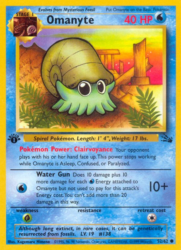 PSA 10 Omanyte Fossil 1st Edition graded Pokémon card