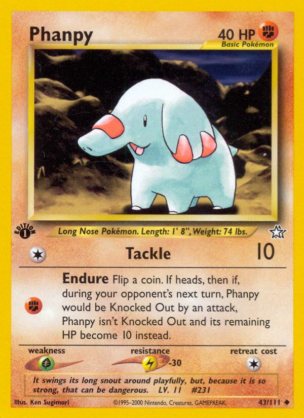 PSA 10 Phanpy Neo Genesis graded Pokémon card