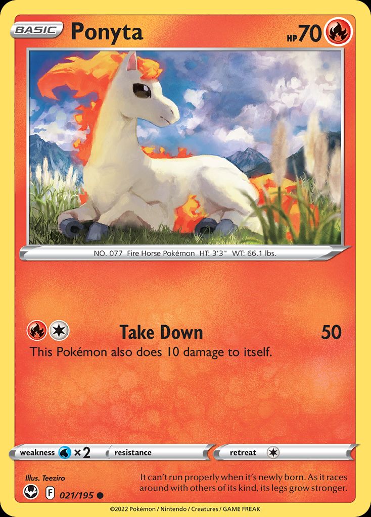 PSA 10 Ponyta Silver Tempest Character Rare graded Pokémon card