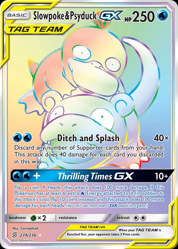 PSA 10 Slowpoke & Psyduck GX Unified Minds graded Pokémon card
