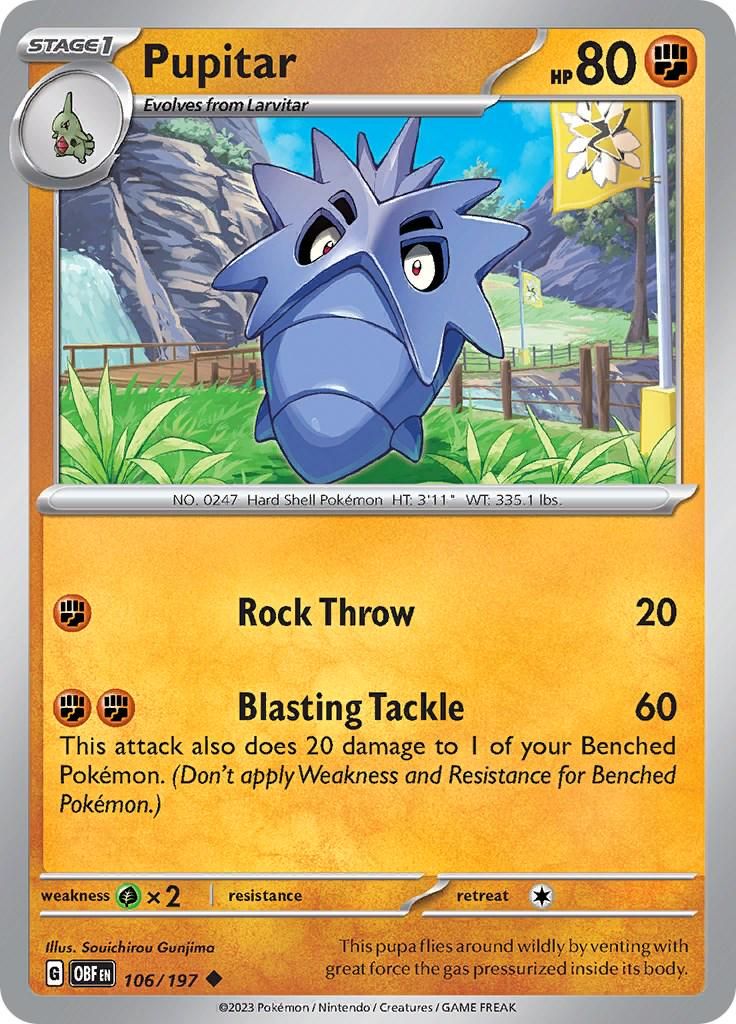 PSA 10 Pupitar Obsidian Flames graded Pokémon card