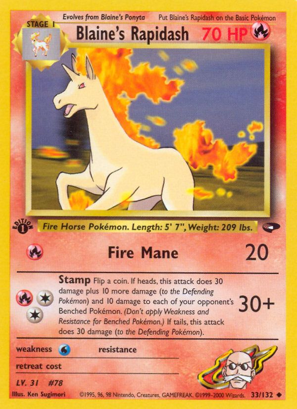 PSA 10 Blaine's Rapidash Gym Challenge graded Pokémon card