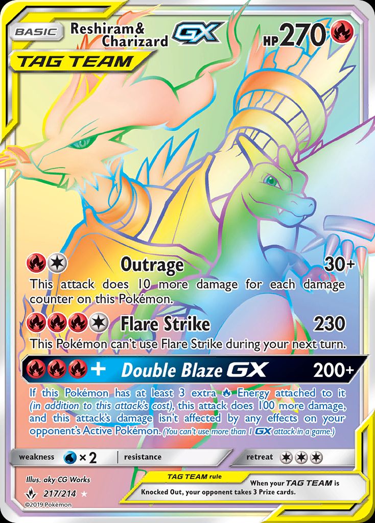 PSA 10 Reshiram & Charizard GX Unbroken Bonds graded Pokémon card