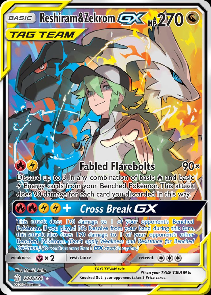 PSA 10 Reshiram & Zekrom GX Cosmic Eclipse graded Pokémon card