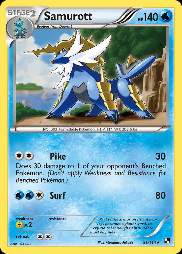 PSA 10 Samurott Emerging Powers graded Pokémon card