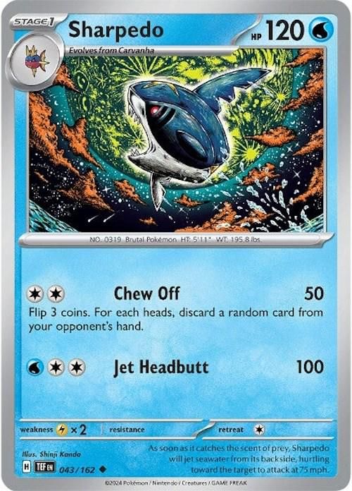 PSA 10 Sharpedo Mysterious Treasures graded Pokémon card