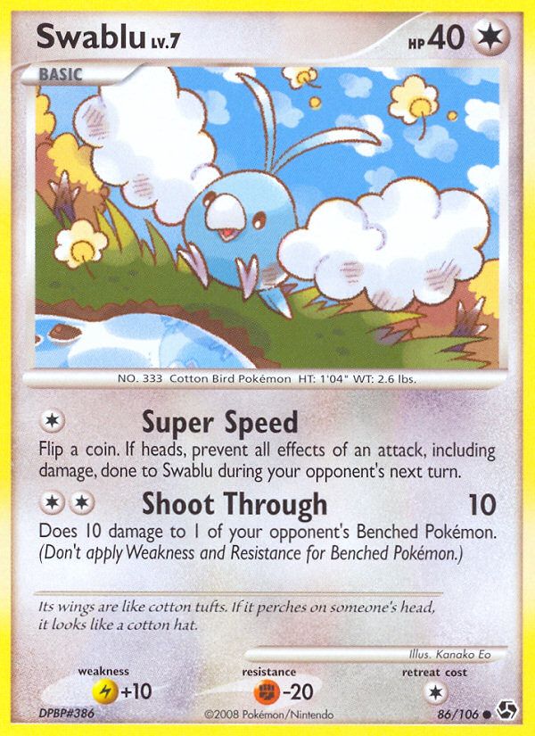 PSA 10 Swablu Great Encounters graded Pokémon card
