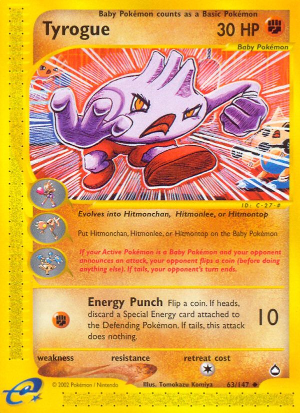 PSA 10 Tyrogue Aquapolis graded Pokémon card