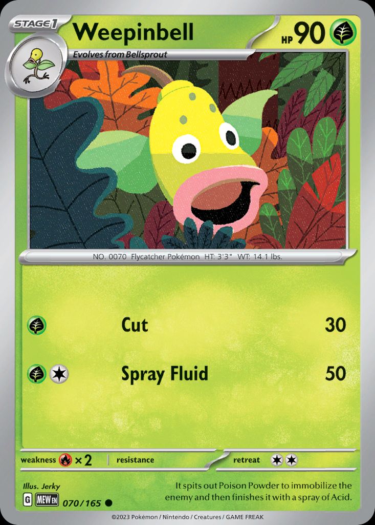 PSA 10 Weepinbell Scarlet & Violet 151 graded Pokémon card