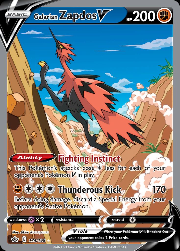 PSA 10 Galarian Zapdos V Chilling Reign graded Pokémon card