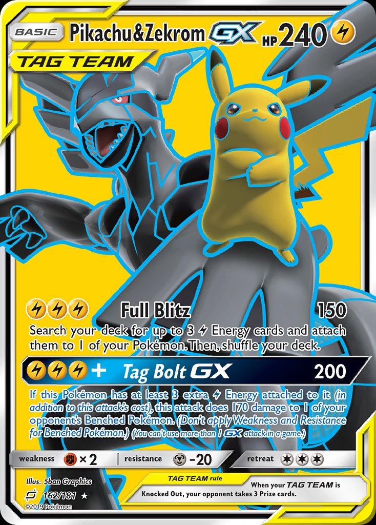 PSA 10 Pikachu & Zekrom GX Team Up graded Pokémon card