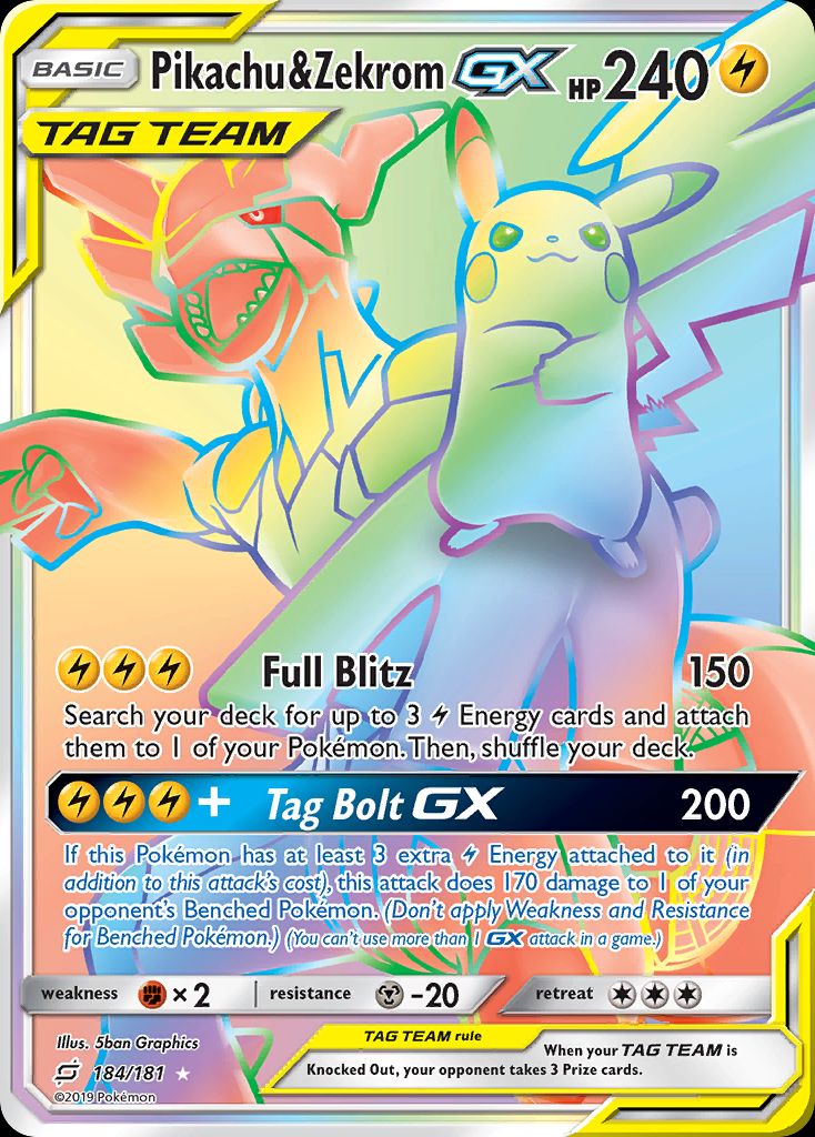 PSA 10 Pikachu & Zekrom GX Team Up graded Pokémon card
