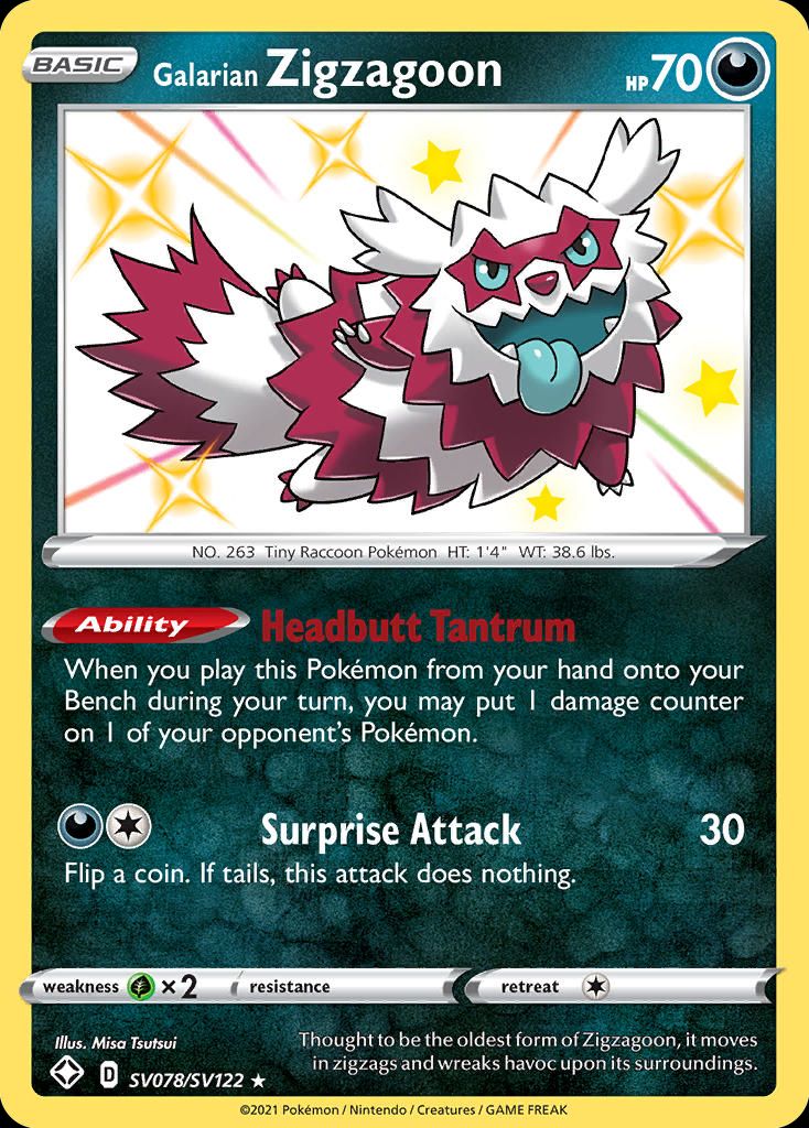 PSA 10 Zigzagoon Shining Fates Shiny Vault graded Pokémon card