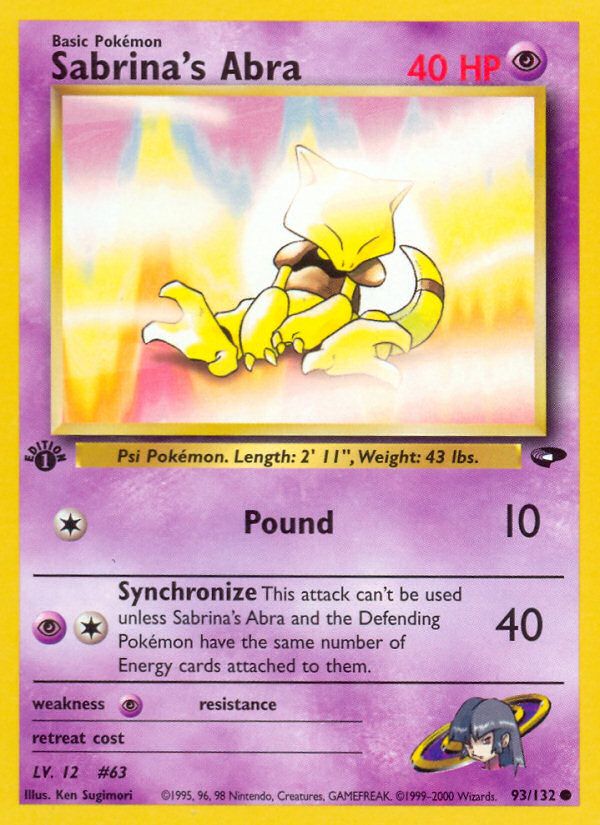 PSA 10 Sabrina's Abra Gym Challenge graded Pokémon card