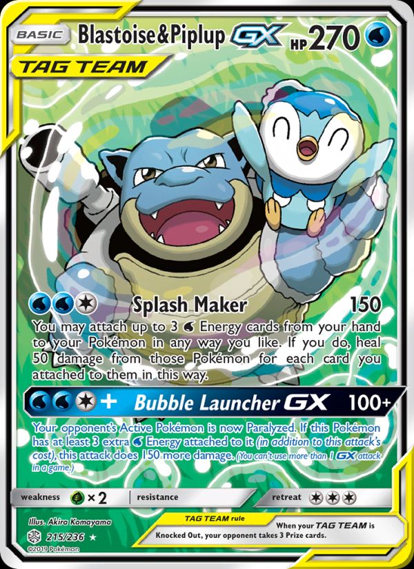 Blastoise Piplup GX alternate art Cosmic Eclipse 215/236 PSA 10 graded Pokémon card
