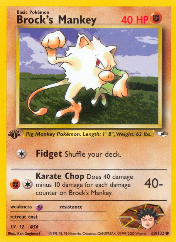 PSA 10 Brock's Mankey Gym Heroes graded Pokémon card
