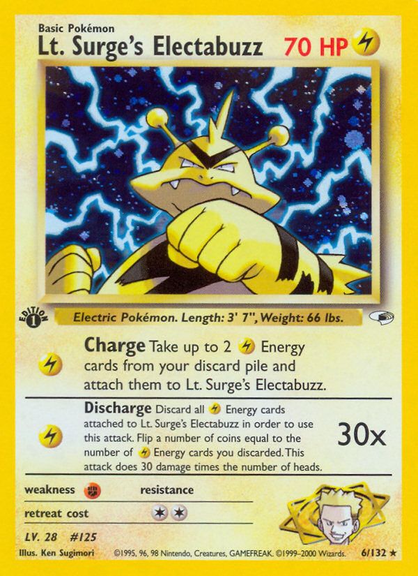 PSA 10 Lt. Surge's Electabuzz Gym Heroes graded Pokémon card