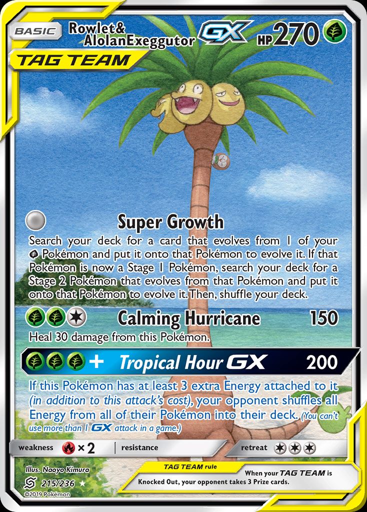 PSA 10 Rowlet & Alolan Exeggutor-GX Unified Minds graded Pokémon card
