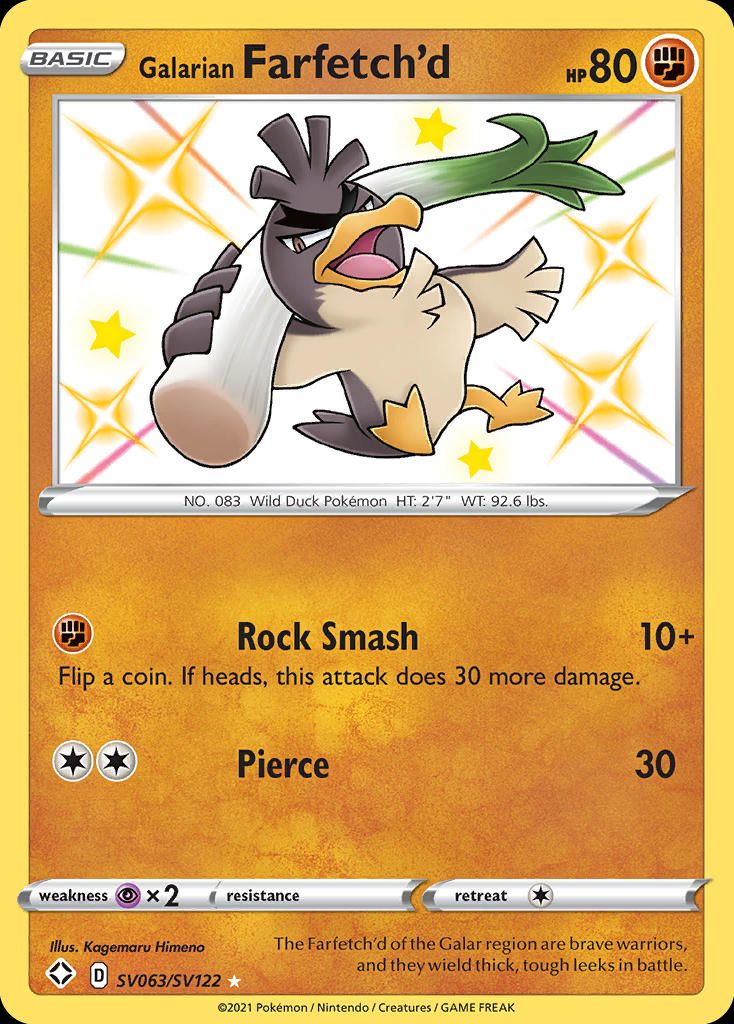 PSA 10 Galarian Farfetch'd Shining Fates Shiny Vault graded Pokémon card