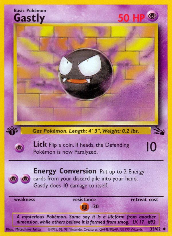 PSA 10 Gastly Fossil graded Pokémon card